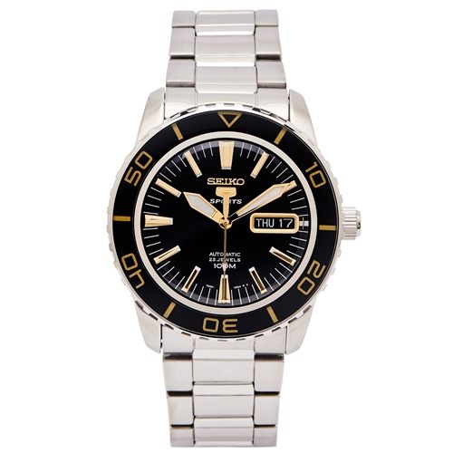 SEIKO 運動盾牌5號機械錶手錶(SNZH57K1)-黑色面x銀色/40mm