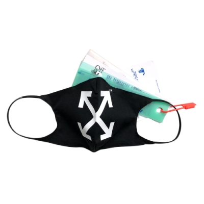 OFF-WHITE 品牌 Arrows logo交叉布面口罩(黑)