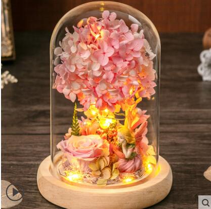 永生花禮盒玻璃罩擺件圣誕母親仙女情人節送女友閨蜜媽媽生日禮物 NMS新品