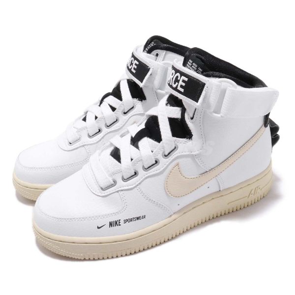 Nike 休閒鞋 Wmns Air Force 1 High Utility 米白 黑 高筒 女鞋 【PUMP306】 AJ7311-100