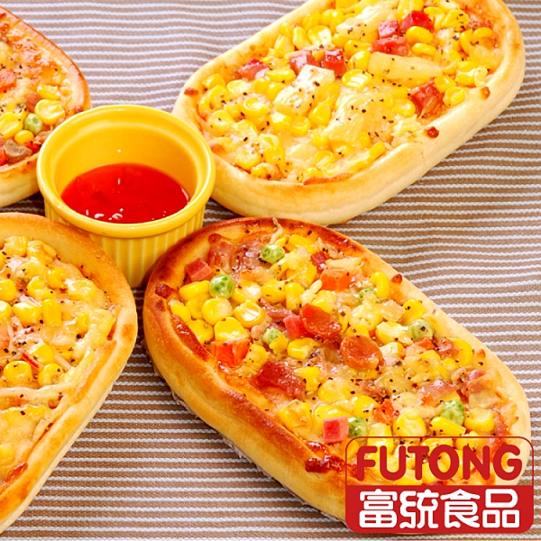 天然酵母發酵，搭配多種嚴選食材，再撲上滿滿乳酪絲，香嫩可口，約5吋大，復熱即食，美味獨享！