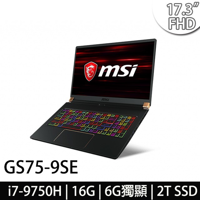 ●品牌:MSI微星科技 ●品名:GS75 9SE-824TW-BB7975H16GXXDX10P ●螢幕尺寸及解析度:17.3吋 240hz IPS-Level FHD (1920x1080)●處理器