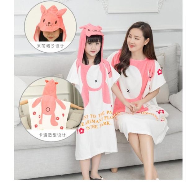 兒童帶帽浴巾親子款寶寶斗篷浴袍沙灘巾大童連帽浴衣游泳純棉吸水