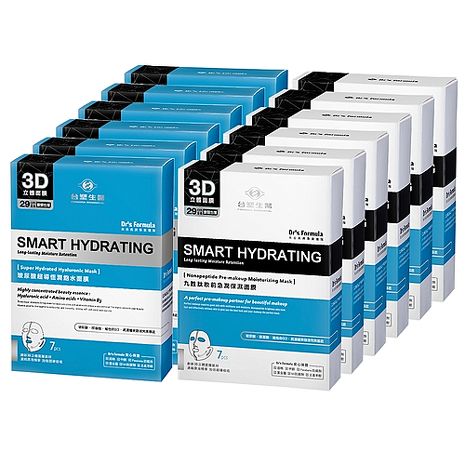 《台塑生醫》Dr’s Formula丰潤肌保濕面膜12入組(玻尿酸*6盒+九胜月太*6盒)