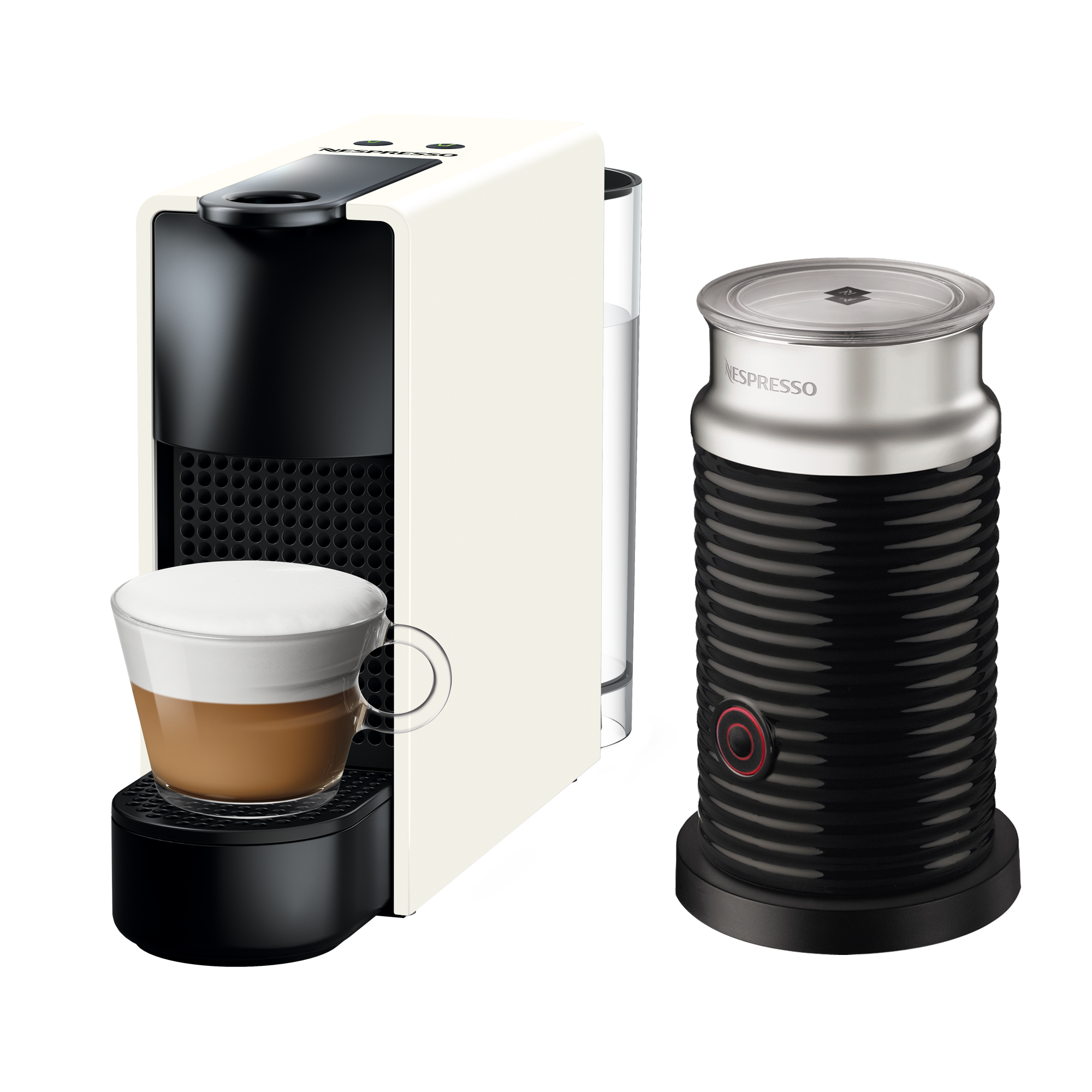 Nespresso ESSENZA MINI 咖啡機(白)& 黑色奶泡機組合