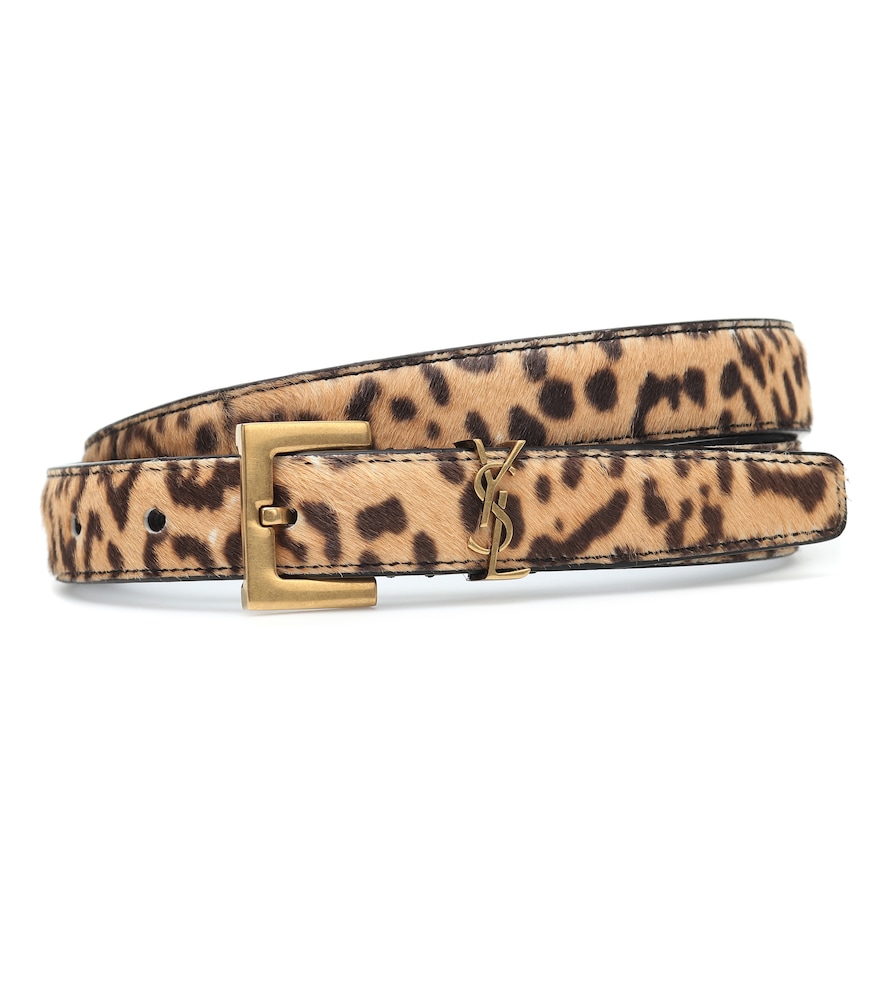 This beige and black leopard-print belt is a great way to tap into Saint Laurent's signature persona