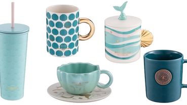 貝殼馬克杯太美了！星巴克全系列「夢幻美人魚」23種杯款，海洋藍綠、閃耀魚尾設計全都好燒