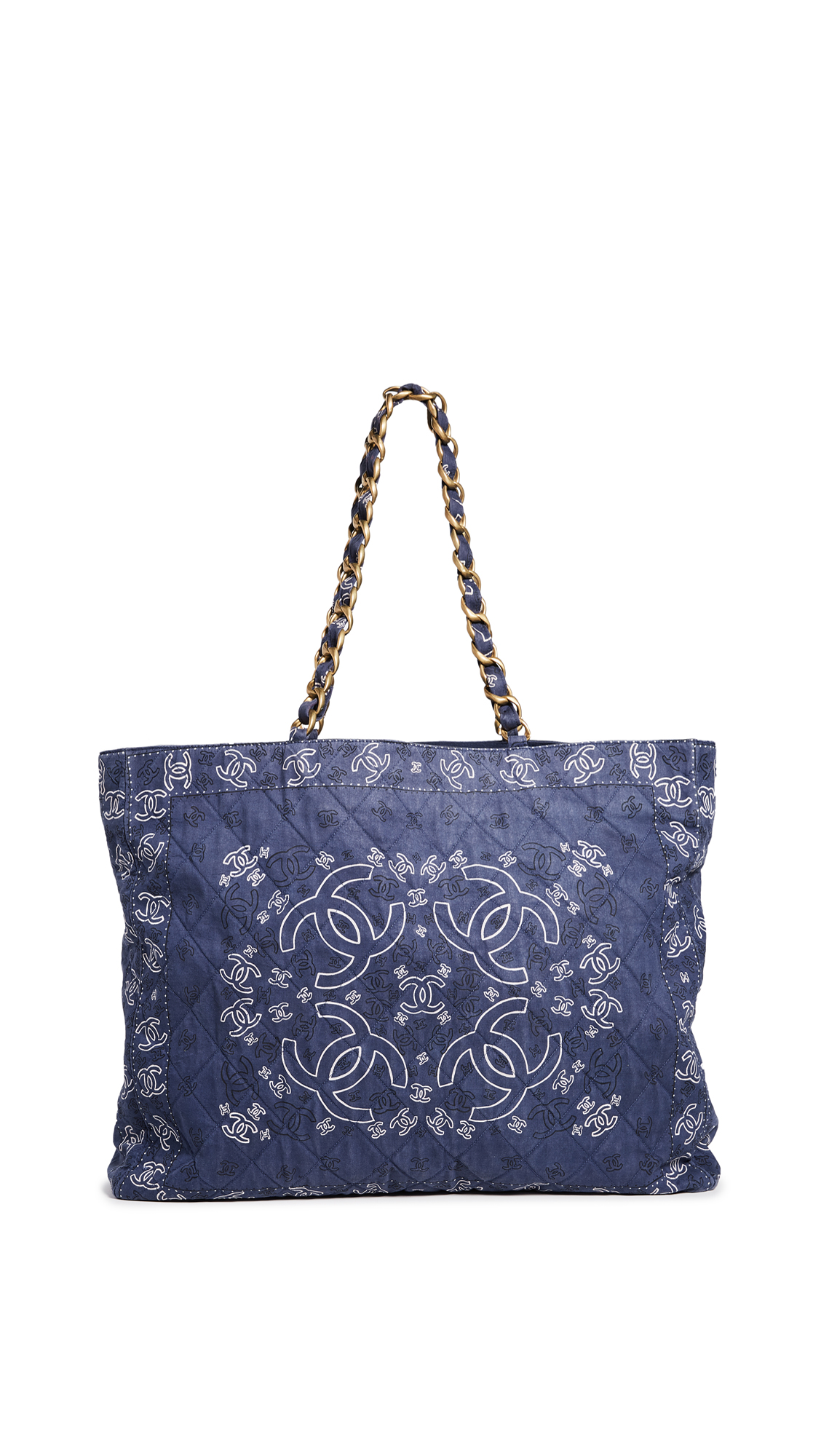 What Goes Around Comes Around Chanel Navy Bandana Tote XL Bag