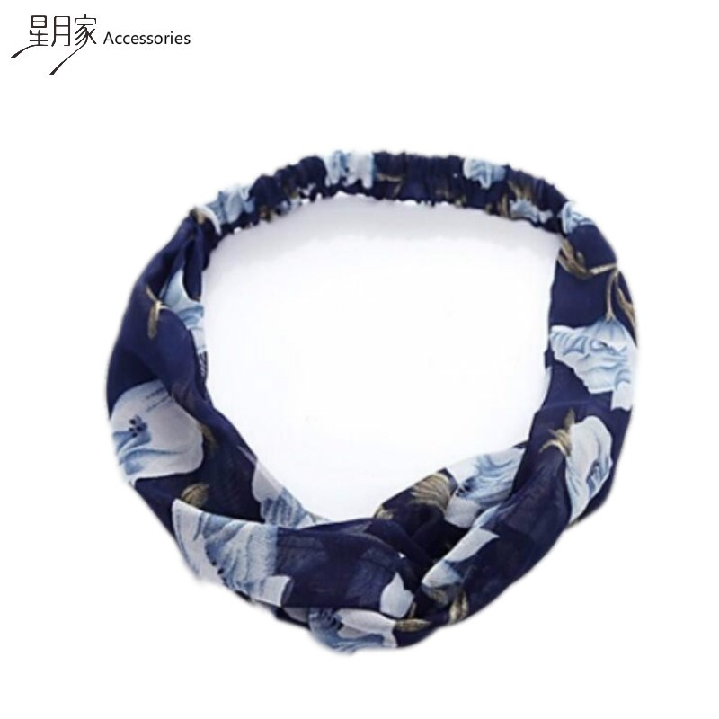 沙面藏青色碎花學生韓系髮箍 鬆緊發帶 髮飾 髮帶 洗臉化妝髮帶 韓劇髮帶 韓妞必備 韓系髮帶 髮飾