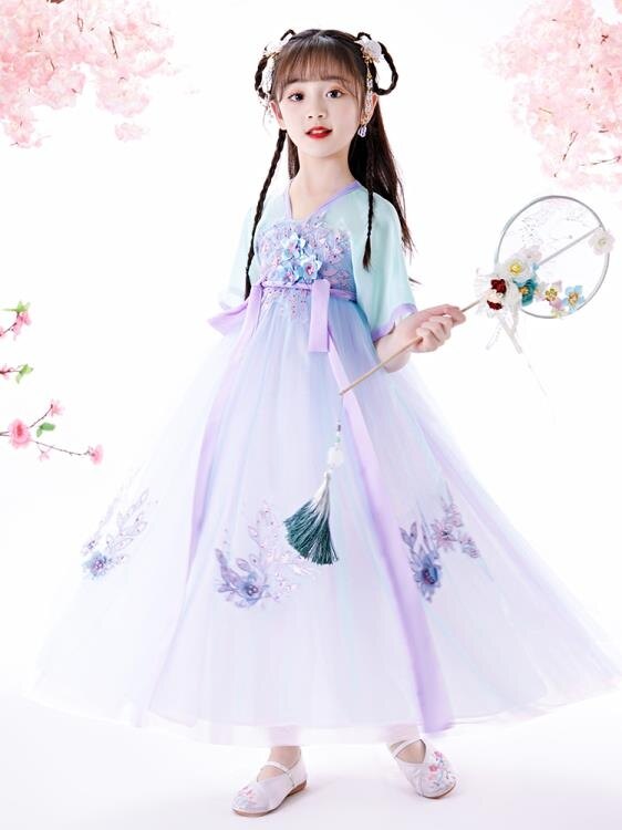 兒童漢服女童夏裝中國風童裝唐裝超仙連身裙12歲女孩櫻花公主古裝 小山好物