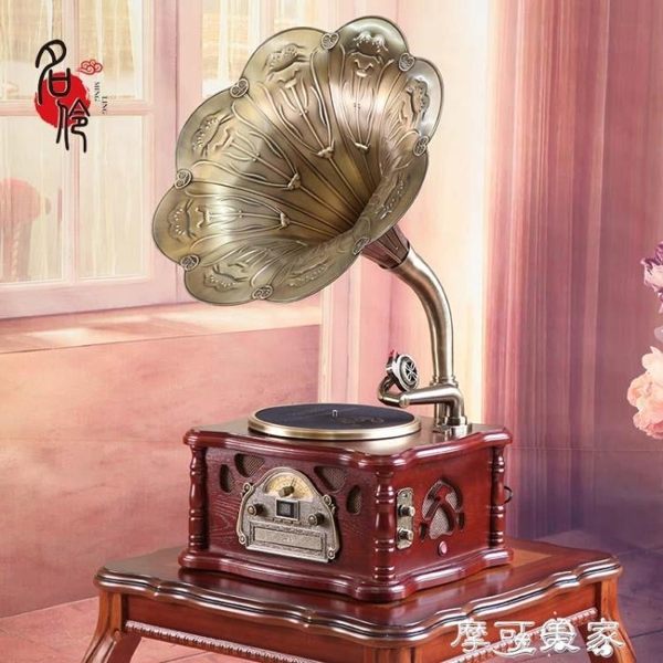 名伶106s黑膠唱片機大喇叭復古老式留聲機音響無線家用電唱機