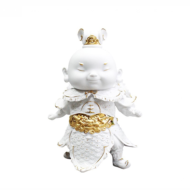 品牌：1300吉祥福運三太子不只保您平安更祝您發財40x35x60 cm白瓷22k金 Porcelain 22k gold*客服專線:(07)651-5688 *客服信箱:info@1300onlyp