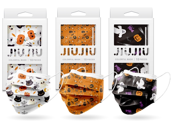 親親JIUJIU~印花三層防護口罩(10入) 萬聖節(白底/橘底/黑底) 款式可選【D210859】，還有更多的日韓美妝、海外保養品、零食都在小三美日，現在購買立即出貨給您。
