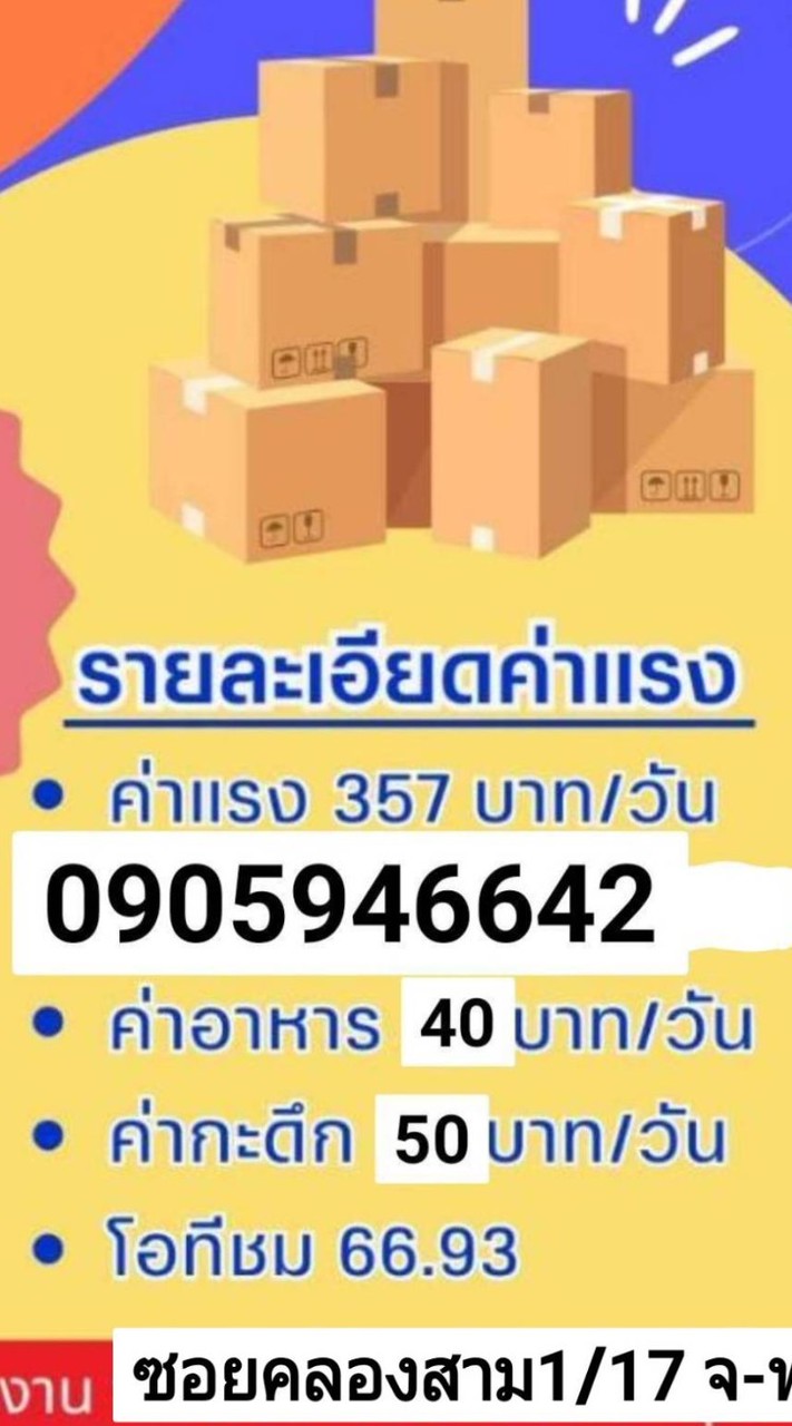 รับสมัครทีมงานคัดแยกพัสดุคลอง1/17