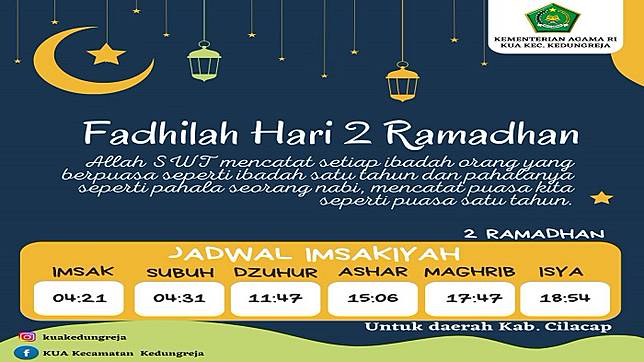 Jadwal Imsakiyah Ramadhan Ke 2 Di Cilacap Jam Berapa Cilacap Info Line Today