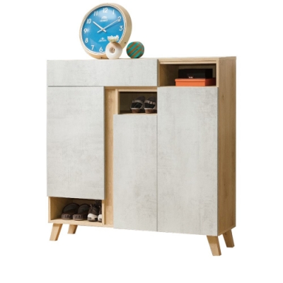 D&T德泰傢俱 JOYE清水模風格4尺鞋櫃-120x32x119.5cm