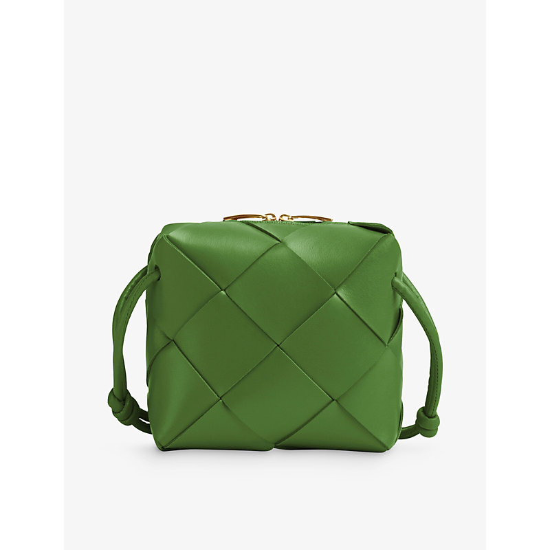 Bottega Veneta Womens Avocado Cassette Mini Intrecciato Leather Camera bag
