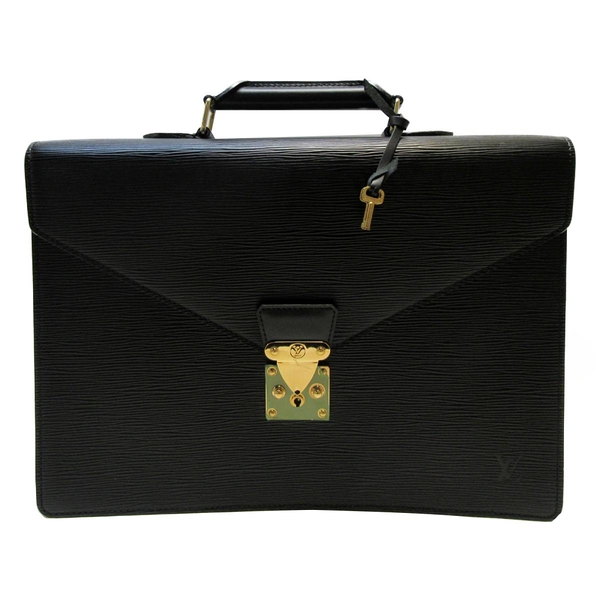 LOUIS VUITTON LV 路易威登 黑色EPI水波紋方形手提公事包Conseiller M54422 BRAND OFF