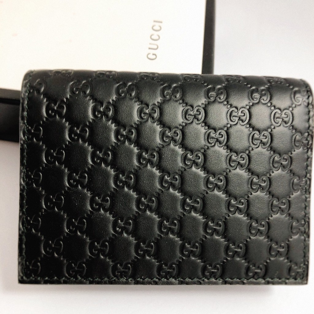GUCCI GG 壓紋 釦式卡夾/ 零錢包 ( 黑色)