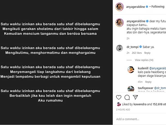 Anya Geraldine Tulis Pesan Mendalam Ke Calon Suami ar Id Line Today