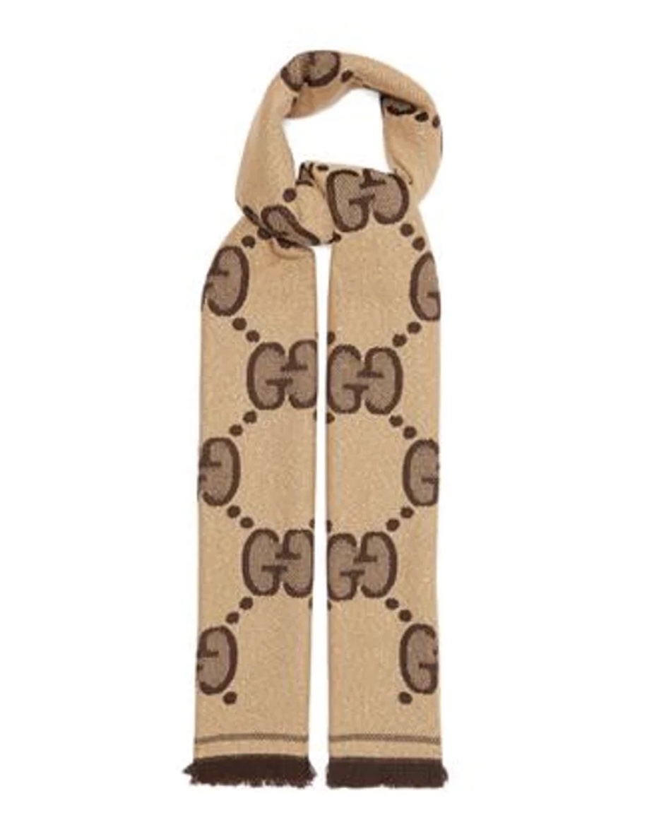 GUCCI GG-jacquard wool-blend scarf