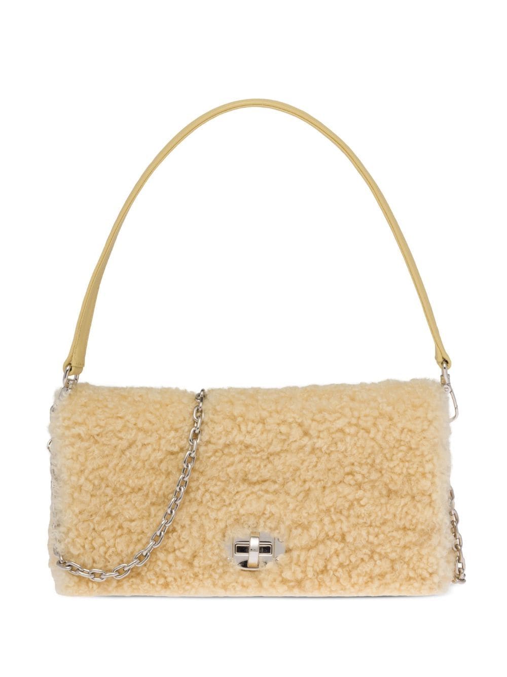 Miu Miu - shearling shoulder bag - women - Sheep Skin/Shearling/Satin/Cotton - One Size - Neutrals