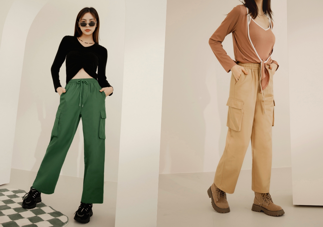 OB嚴選 高含棉率性鬆緊腰抽繩工裝長褲