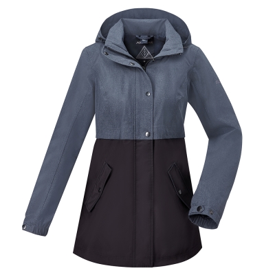 質感釘釦搭配，時尚有型可拆帽、下襬、袖口可調節，增加防護公主線條與上調腰線，版型修身比例更佳髮絲淡紋搭配同色調布料，款式層次感提升