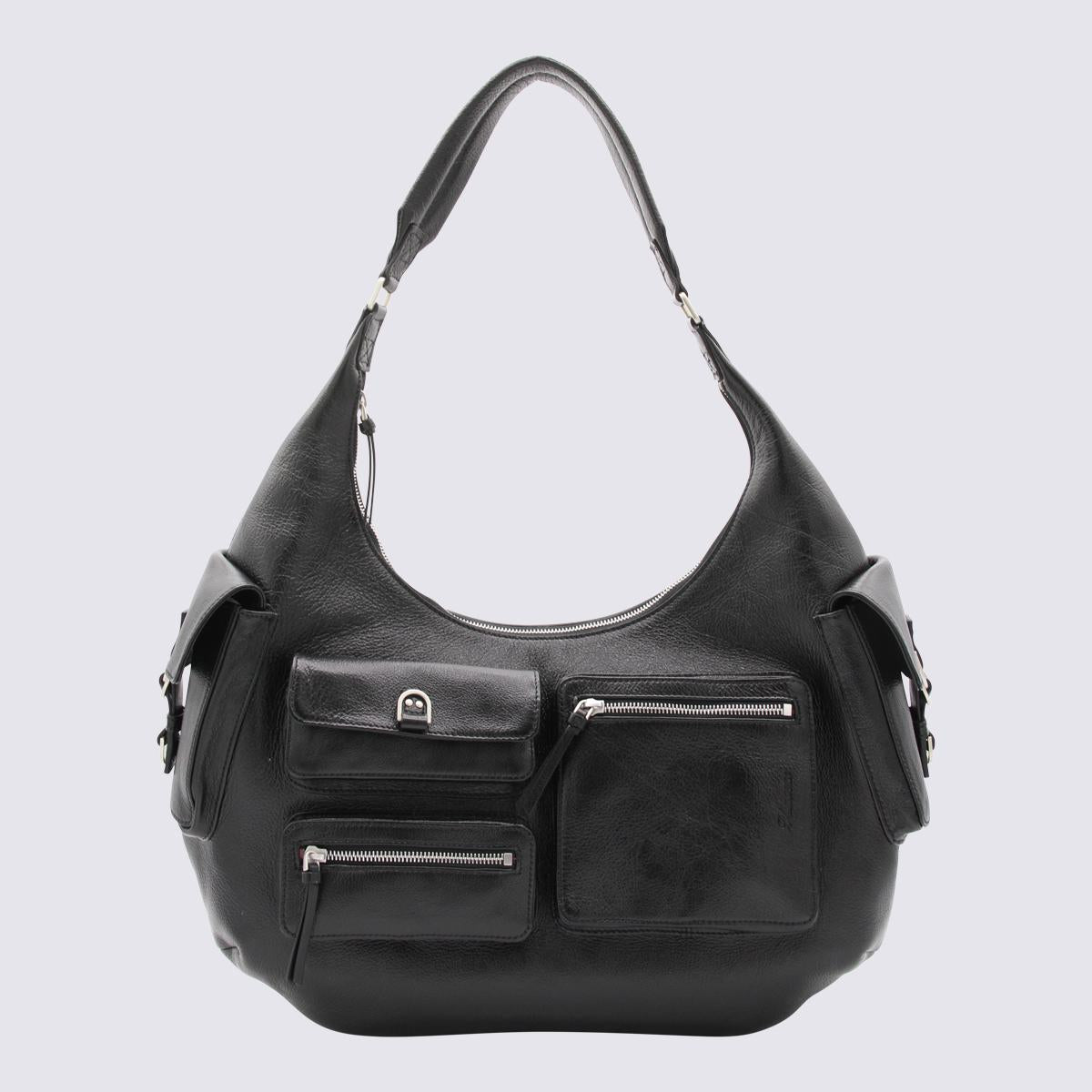 BLUMARINE BLACK LEATHER HOBO SHOULDER BAG