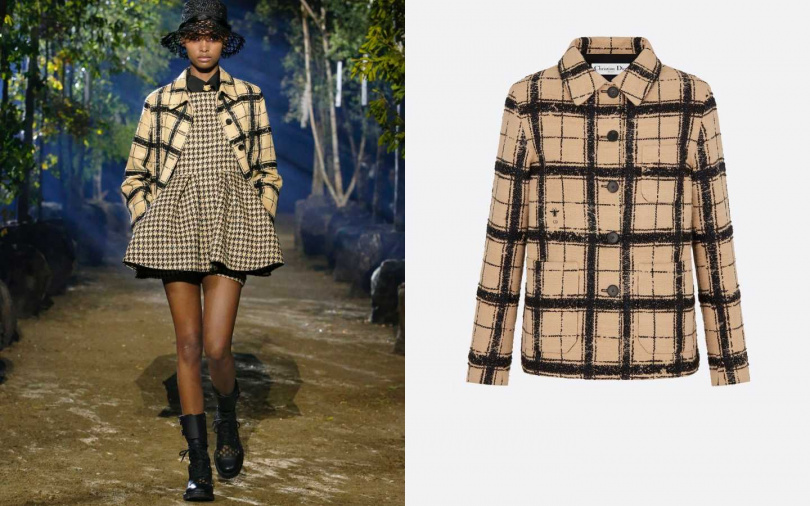 以同色系統一不同格紋，才不會顯得凌亂。DIOR Checkered Tussah Silk Utility Jacket 外套／約177,560元（圖／品牌提供）