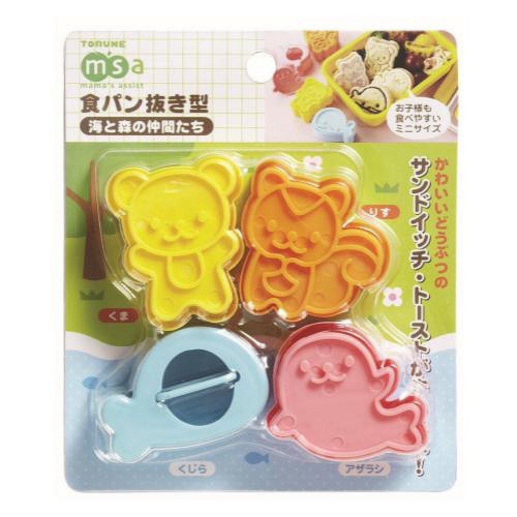 日本 TORUNE 4入動物吐司壓模(鯨魚 海豹 松鼠 小熊) (0969)