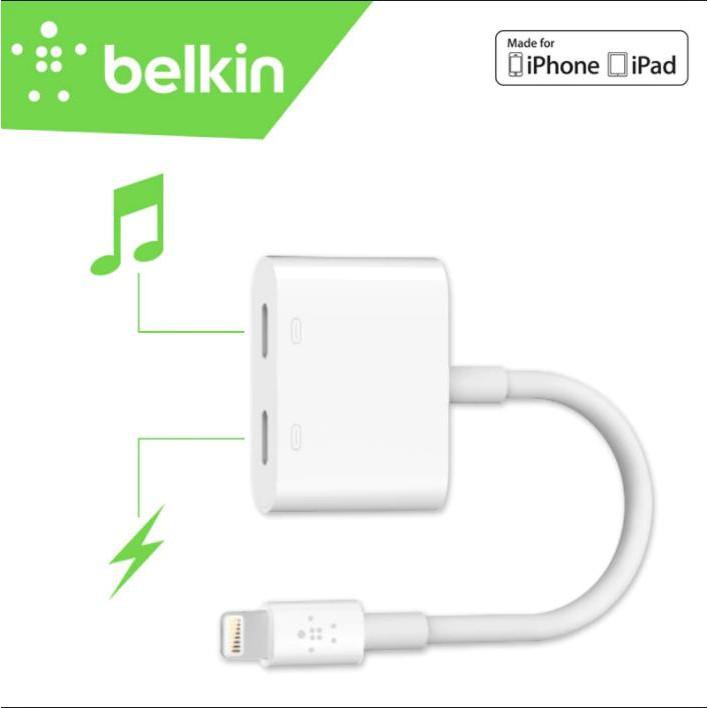 【eYe攝影】公司貨 Belkin 3.5mm Audio 音訊孔 + 充電孔 分插器 分接器 直播 追劇 TV 聽音樂
