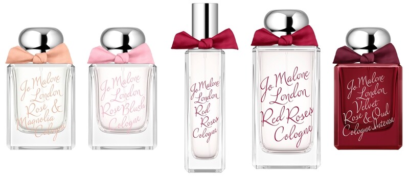 Jo Malone London 2022玫瑰花語系列四款香水的瓶身設計。