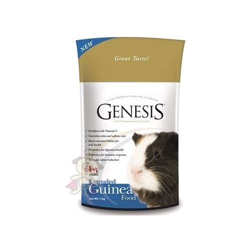 加拿大《Genesis創世紀-天竺鼠食譜GN004》1KG 兔飼料主食創世紀天竺鼠寵物食譜 是專門為天竺鼠研發，以提供天竺鼠的一個完整營養配方, 適合所有生命階段使用。特點•澎化生產-能有效強化動物吸