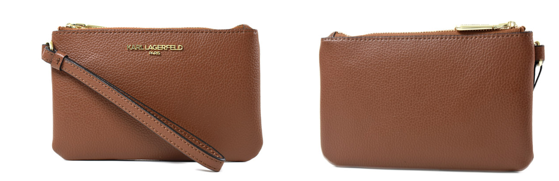 荔枝紋防刮皮革拉鍊手拿包