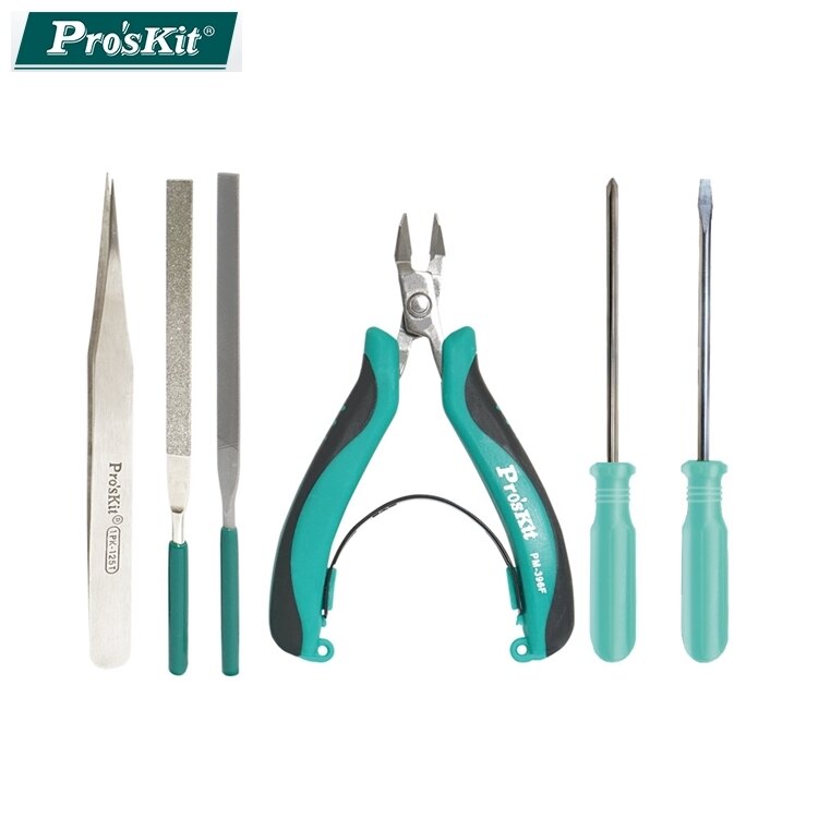又敗家@台灣Pro'skit寶工塑膠模型專用6件工具組PK-601含不銹鋼斜口鉗子鉻鉬鋼十字一字起子防磁尖鑷子偏平口挫刀組合模型工具6件組PK-601水口鉗鉻鉬鋼一字十字起子不銹鋼防磁瘦尖鑷子偏平挫刀