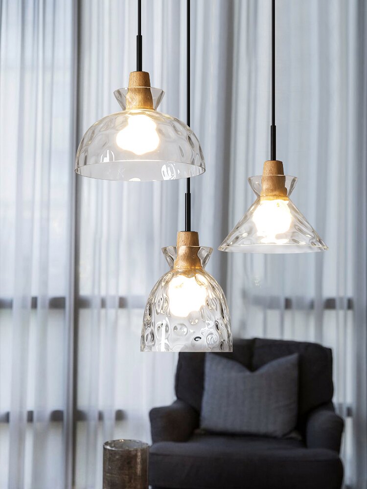 日式侘寂風餐廳吊燈北歐工業風復古咖啡廳餐桌燈玻璃吧臺島臺吊燈