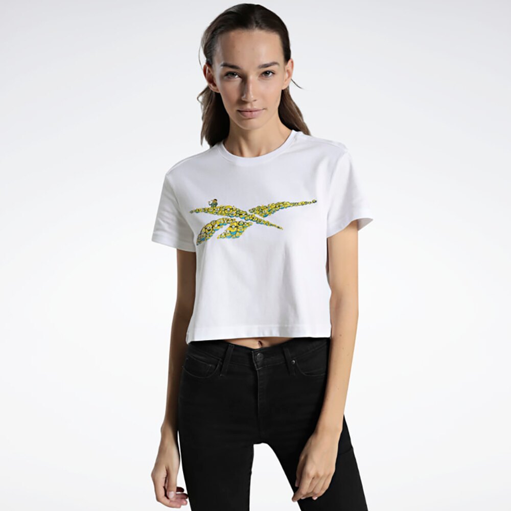 REEBOK MINIONS TEE 女裝 短袖 休閒 短版 小小兵 圓領 棉質 白【運動世界】GL5579