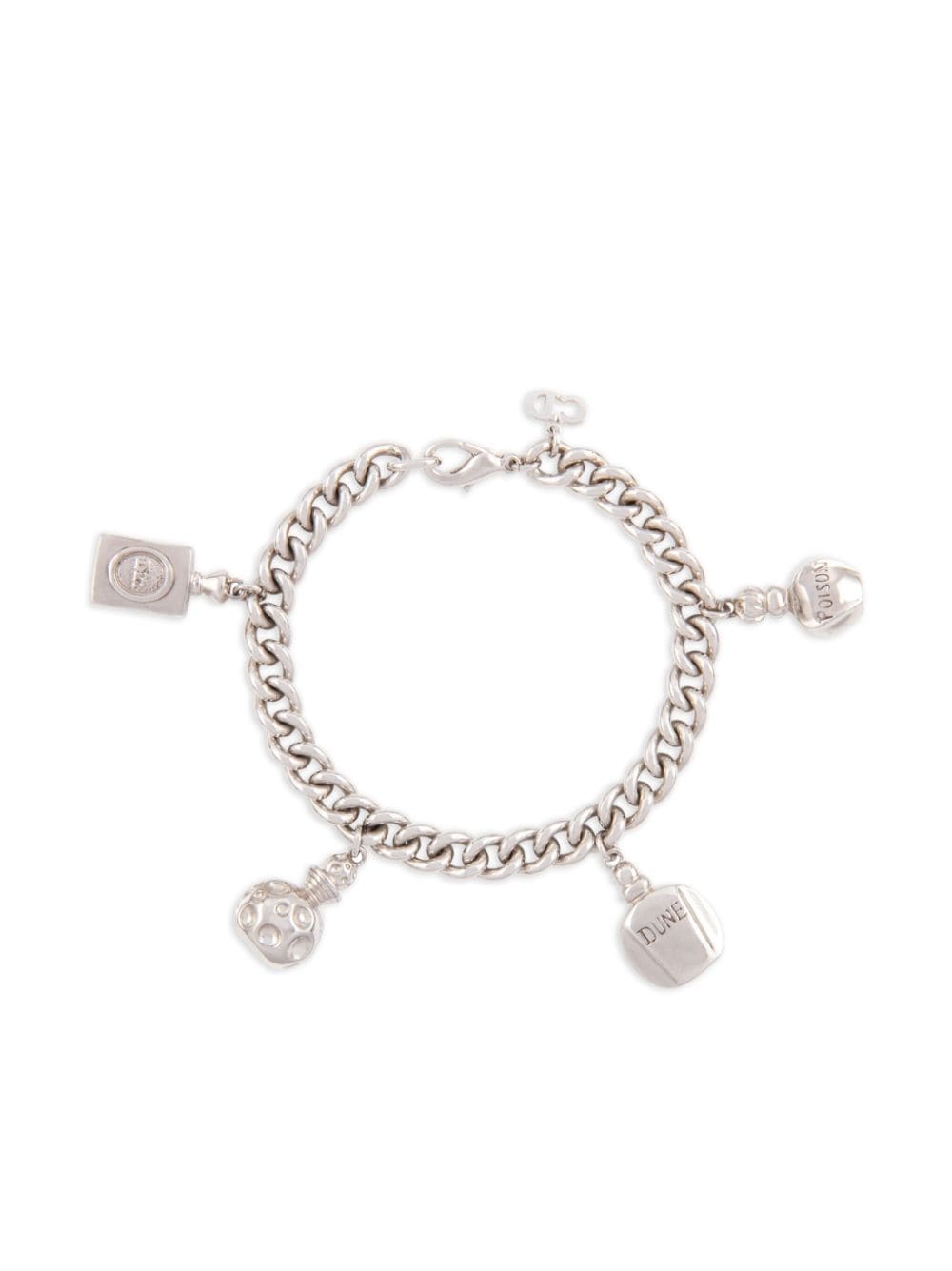 Christian Dior - 2000s pre-owned perfume charm bracelet - women - Rhodium Plated Brass - One Size - Silver