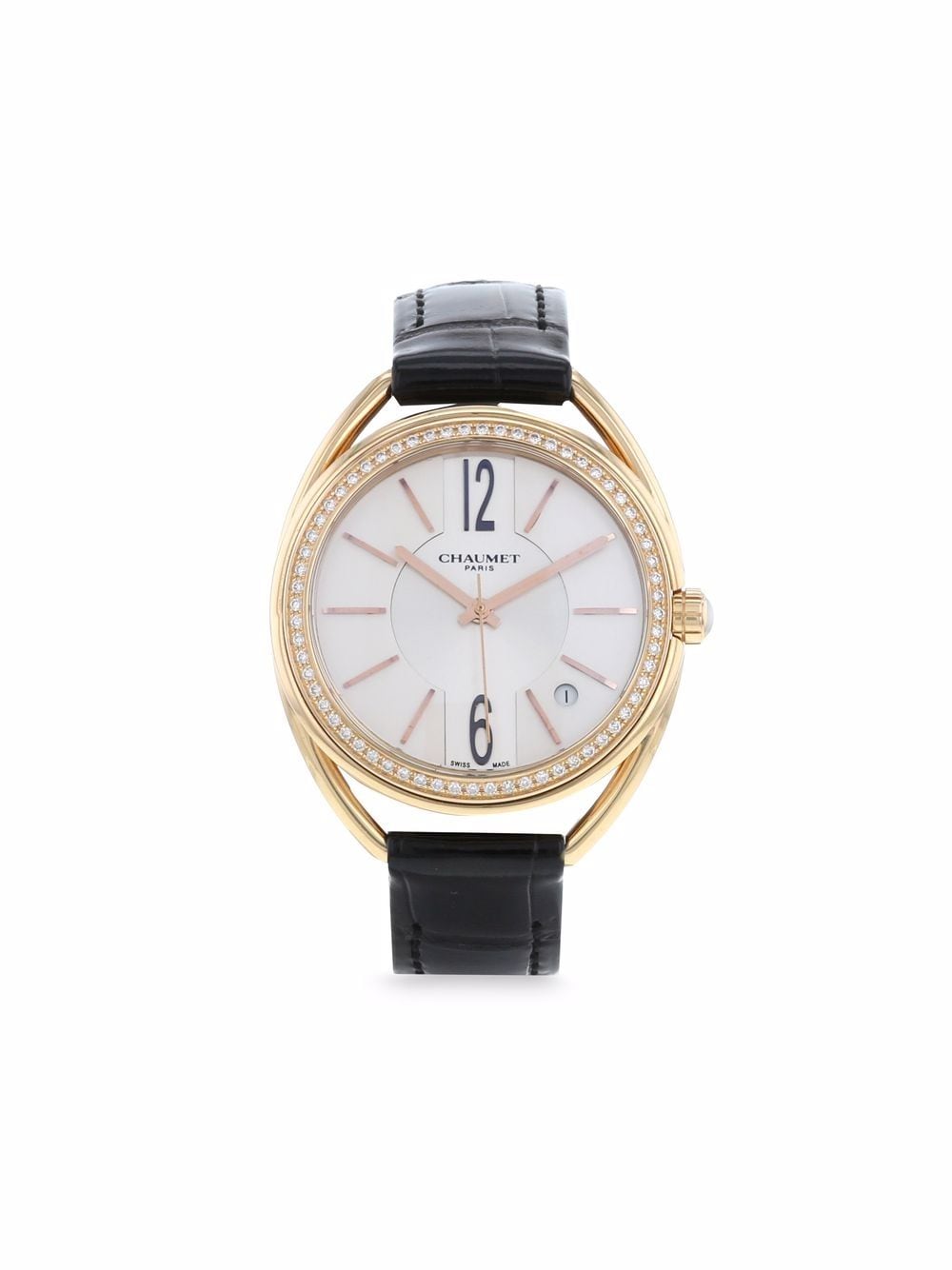 Chaumet - 2018 pre-owned Lien 35mm - women - Leather/Rose Gold/Sapphire Glass - One Size - White