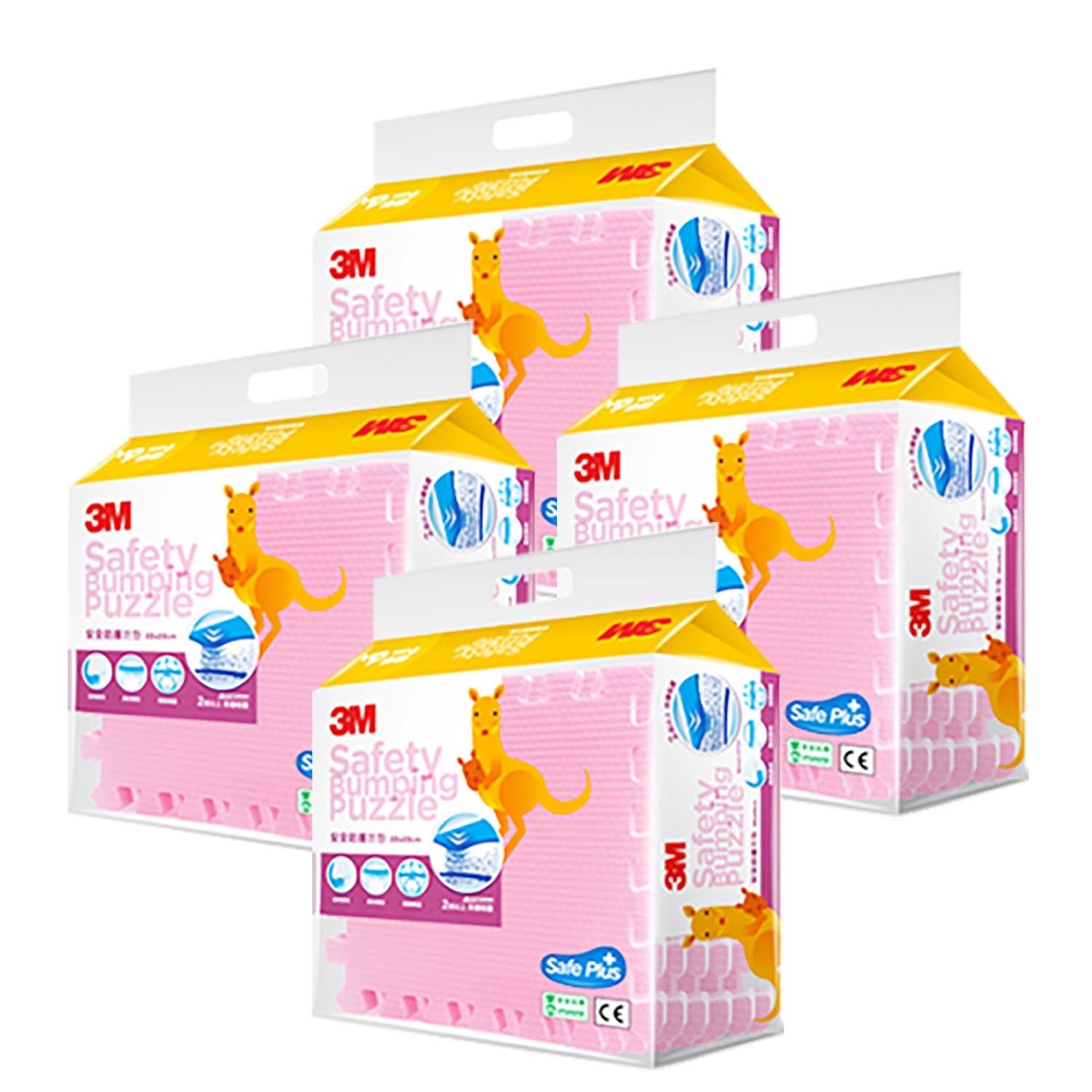 3M - 安全防撞拼接地墊-粉x4-小(32x32cm) (4入組 (一入6片 共24片))-送3M Post-it ®利貼® 可再貼透明便...