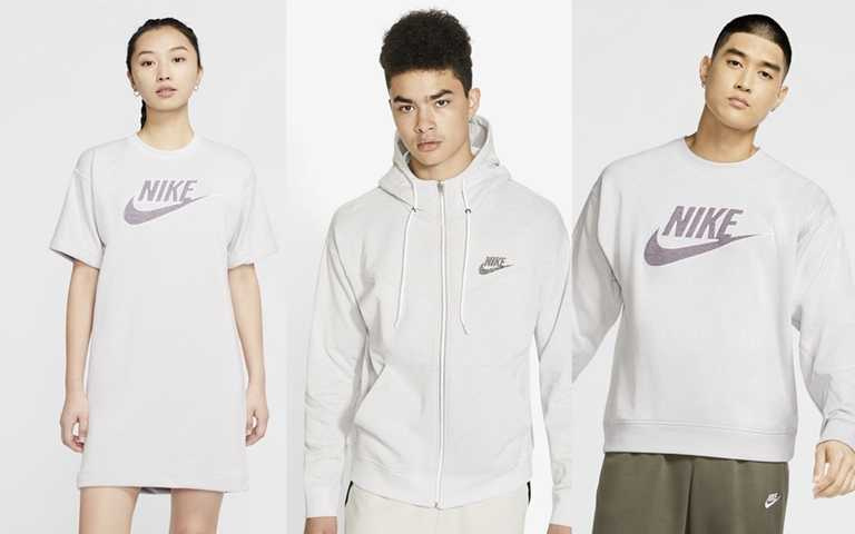 NIKE REVIVAL服飾系列秉持著裁切再利用、再生材料製成、原色材料打造圖案，將服裝設計與永續材料融為一體。（圖／Nike）