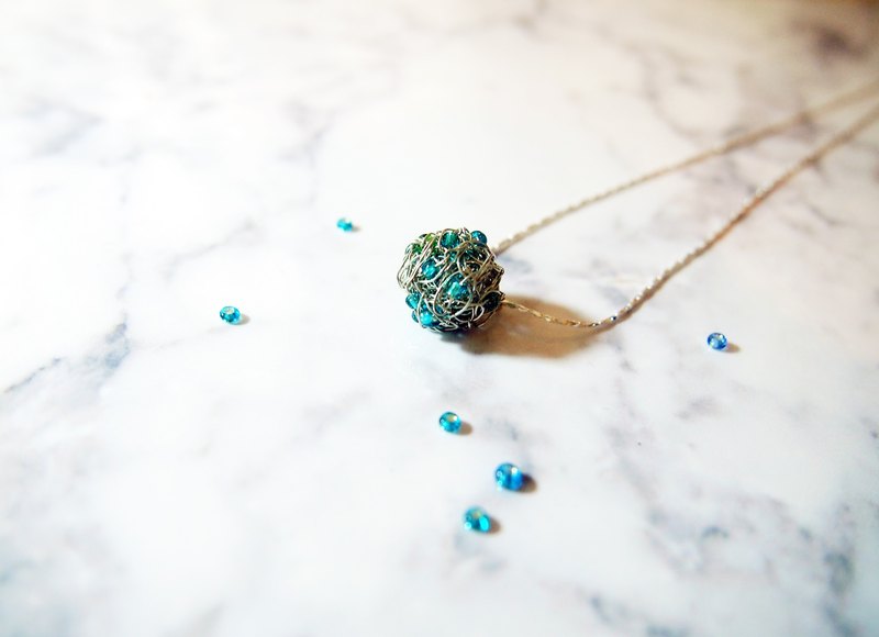 訂做法式手作編織天秤座銀色銅線球幸運生日吊咀連金屬項鍊 (圓妙系列)