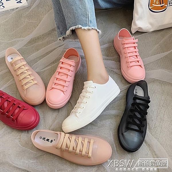 時尚學生雨鞋女短筒春秋雨靴可愛防水小白鞋防滑平底休閑水鞋膠鞋