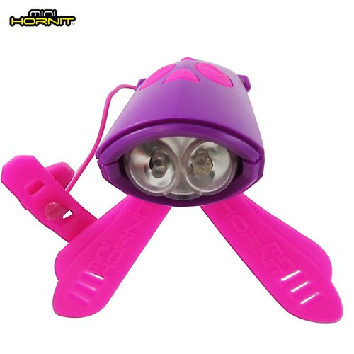 英國MINI HORNIT 蜜蜂燈鈴鐺-自行車/滑板車嬰兒推車用LED車前燈+電子喇叭-紫粉