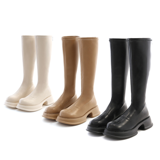 秋冬穿搭 美拉德風 D+AF  素面輕量厚底瘦瘦長靴