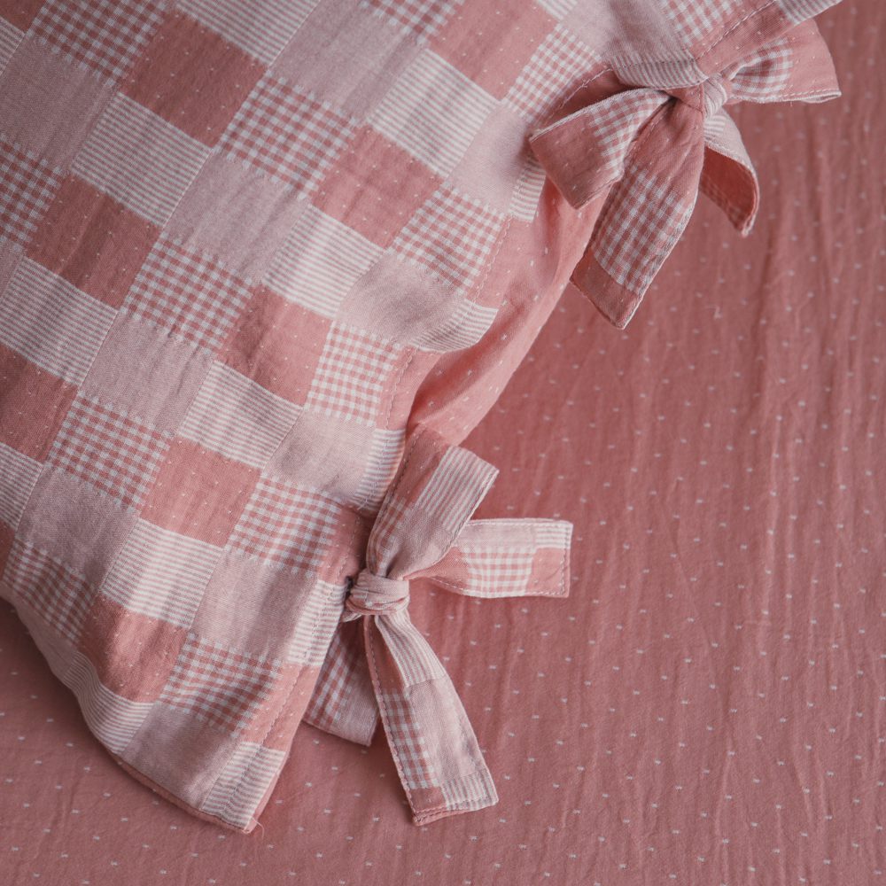 床包+枕套-加大 / 色織雙層紗 / 野櫻粉