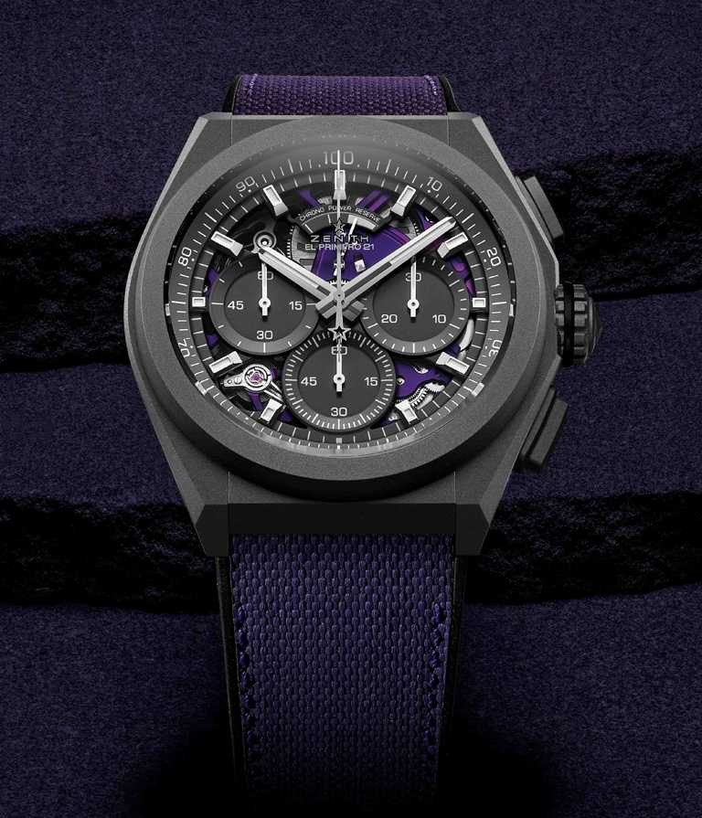 ZENITH「Defy El Primero 21 Ultraviolet」腕錶╱430,600元。（圖╱ZENITH提供）