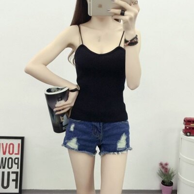 針織上衣無袖T恤-性感細肩帶時尚百搭女裝7色73hn59【獨家進口】【米蘭精品】