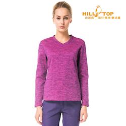 【hilltop山頂鳥】女款ZISOFIT吸濕V領刷毛上衣H51FH3紫紅